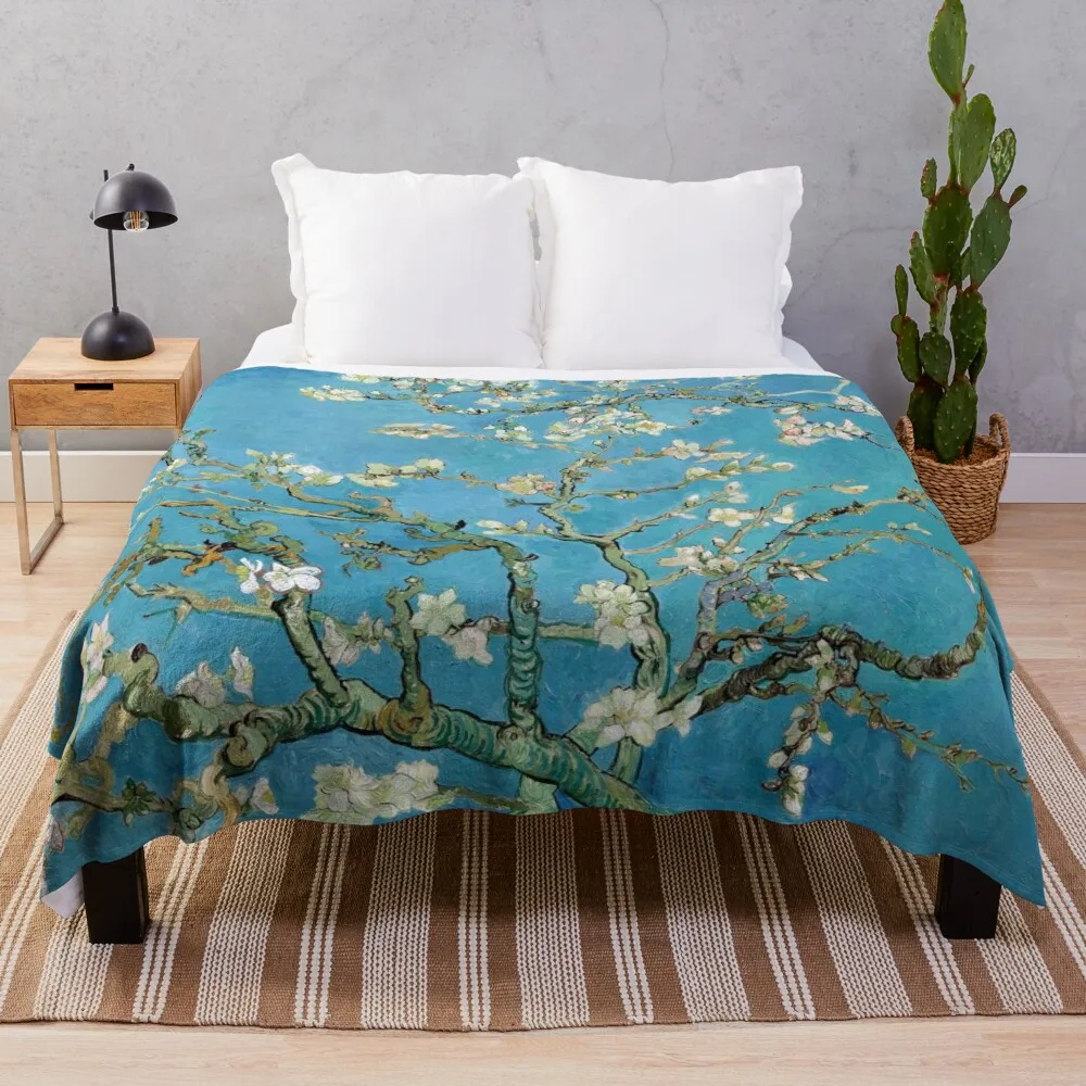 

1890 Vincent van Gogh Almond blossom 73 5x92 Throw Blanket Print on Demand Decorative Sherpa Blankets for Sofa bed Gift