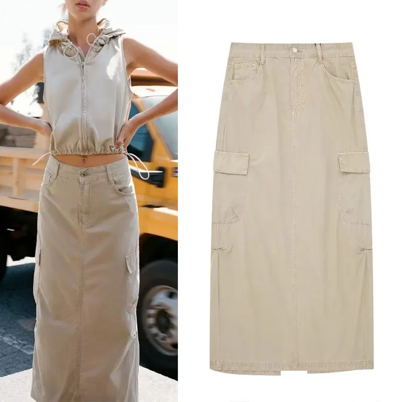 TRAF Midi Cargo Skirts For Women 2023 Vintage Pockets Zip Long Skirt Sweet Chic Khaki Back Slit Low Rise Maxi Skirt Summer Skirt
TRAF Midi Cargo Skirts For Women 2023 Vintage Pockets Zip Long Skirt Sweet Chic Khaki Back Slit Low Rise Maxi Skirt Summer Skirt