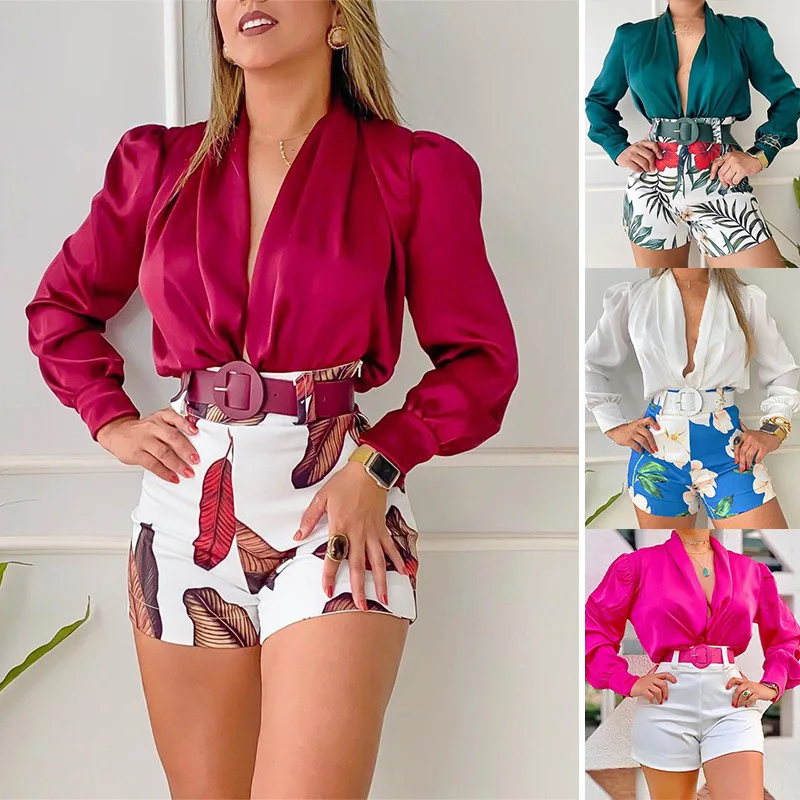2 Piece Sets Women Spring Fashion Deep V-neck Shirts and Short Sets Floral Print Elegant Ladies Work Office Suit Matching Sets
2 Piece Sets Women Spring Fashion Deep V-neck Shirts and Short Sets Floral Print Elegant Ladies Work Office Suit Matching Sets
