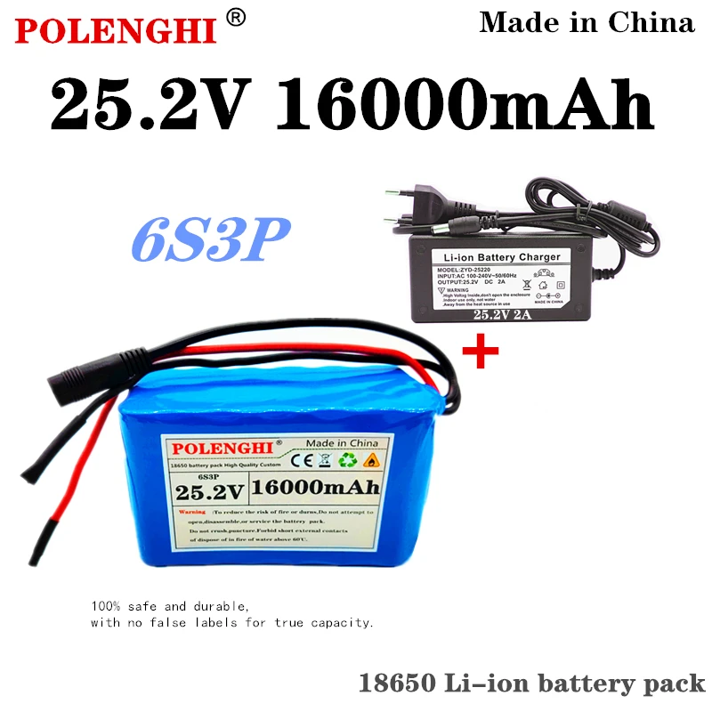 POLENGHI 100% высококачественный литий-ионный аккумулятор 6s3p 24 В 18650 25,2 в 16000 мАч для электрического велосипеда, семейный мотоцикл + зарядное устройство
POLENGHI 100% высококачественный литий-ионный аккумулятор 6s3p 24 В 18650 25,2 в 16000 мАч для электрического велосипеда, семейный мотоцикл + зарядное устройство