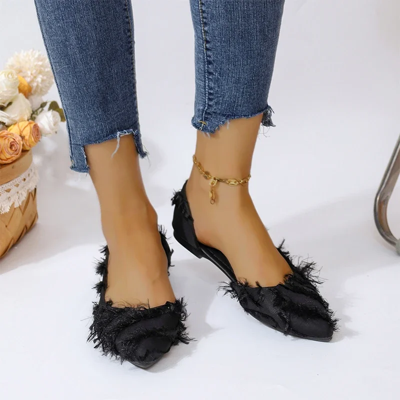 Балетки женские с острым носком, туфли на плоской подошве с бахромой, модная повседневная обувь, дизайнерские брендовые удобные прогулочные ботинки, осень 2024
Балетки женские с острым носком, туфли на плоской подошве с бахромой, модная повседневная обувь, дизайнерские брендовые удобные прогулочные ботинки, осень 2024