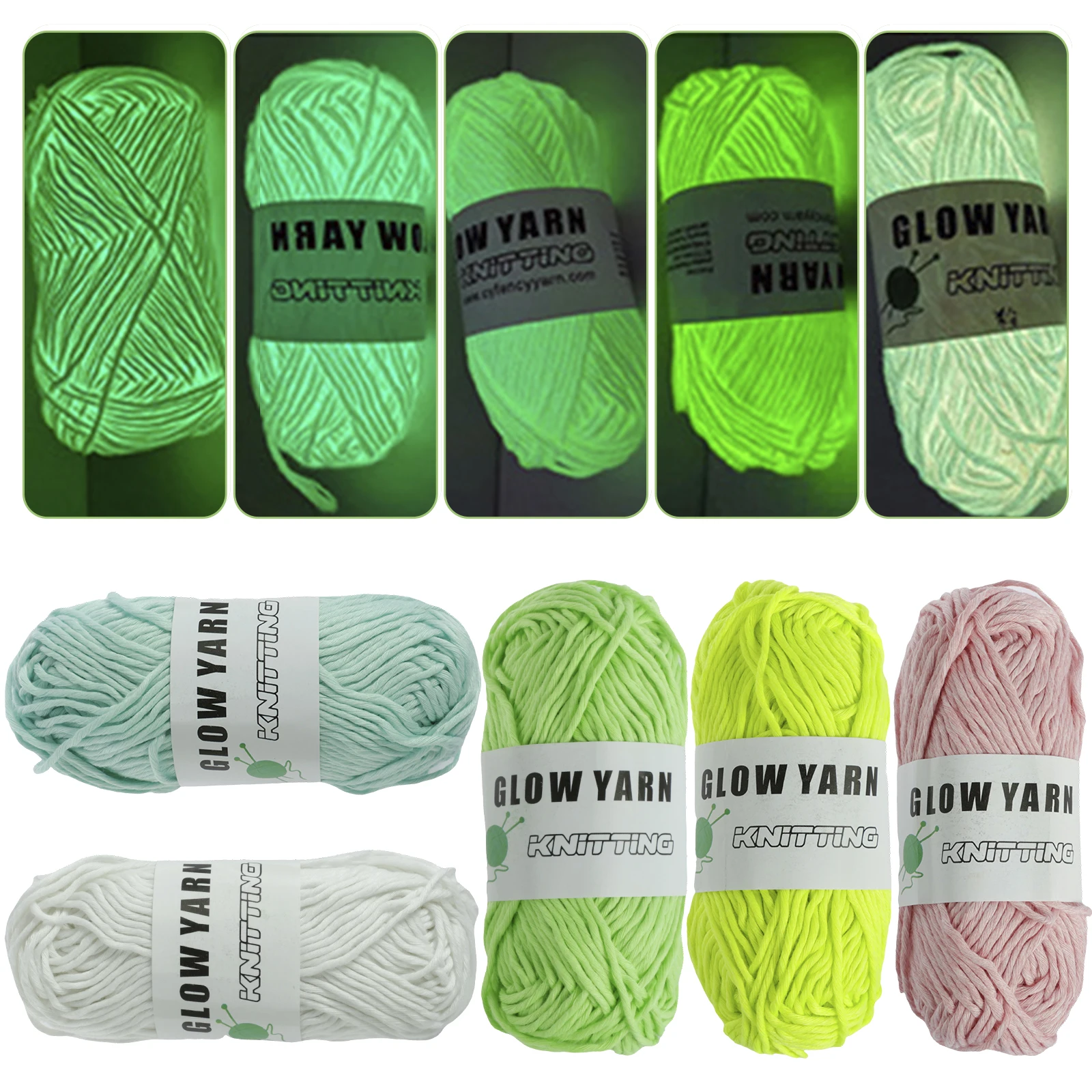 

5 Rolls Glow in The Dark Yarn 58 Yard Luminous Yarn for Crocheting Soft Glow Crochet Yarn 5 Colors Glow Yarn Knitting Creative