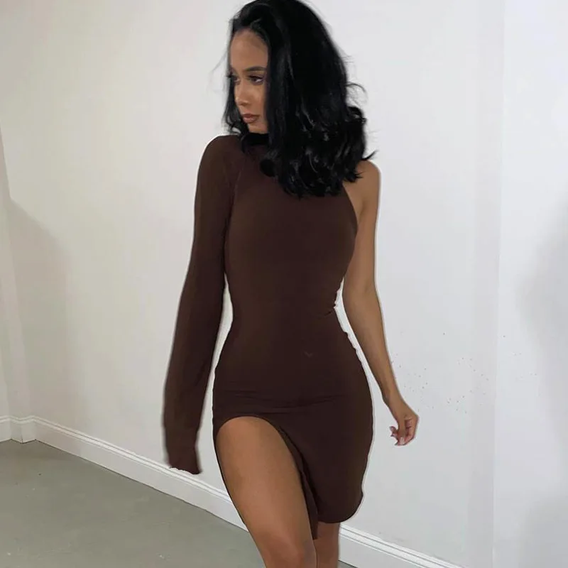 Solid Women Mini Dress One Shoulder Long Sleeve Turtleneck Bodycon Slit Sexy Streetwear Party Elegant 2021 Spring Autumn Winter
Solid Women Mini Dress One Shoulder Long Sleeve Turtleneck Bodycon Slit Sexy Streetwear Party Elegant 2021 Spring Autumn Winter