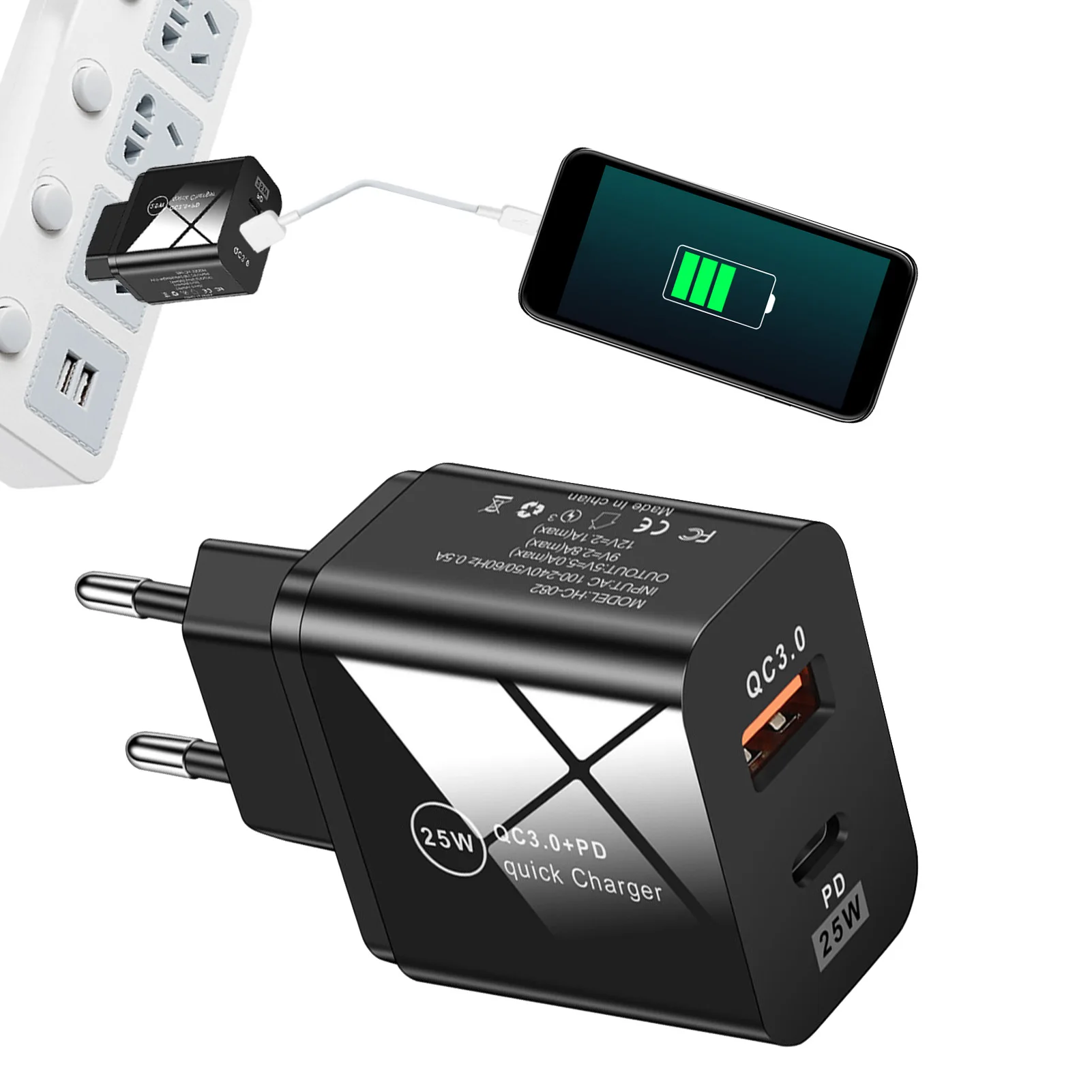 25w Fast Charging USB Charger Phone Quick Charge 3.0 Type C Cable USB C Charger For Different Brands Of Mobile Phones Tablets
25w Fast Charging USB Charger Phone Quick Charge 3.0 Type C Cable USB C Charger For Different Brands Of Mobile Phones Tablets