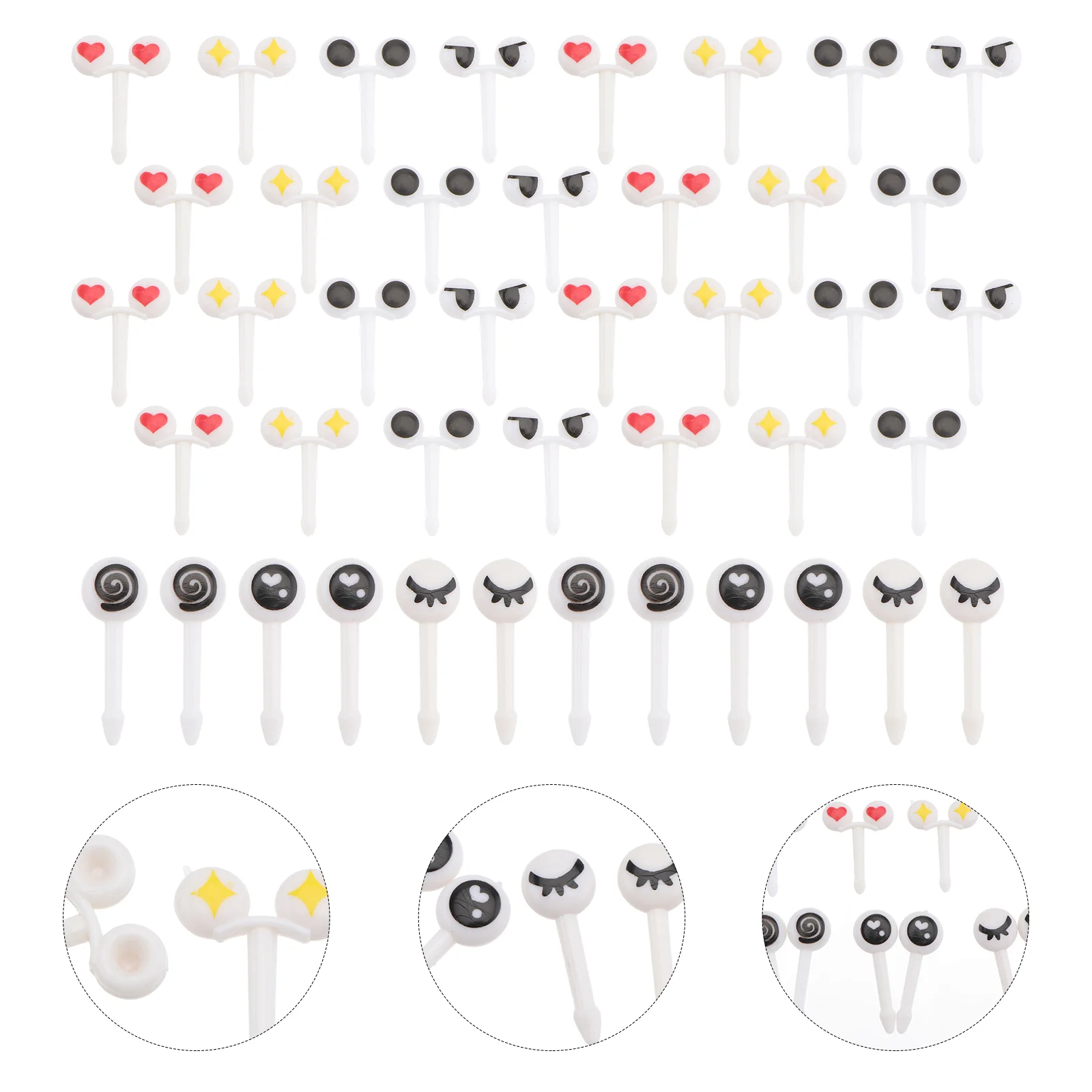 50 шт., фруктовые вилки в ассортименте с мультяшными глазами 
50 шт., фруктовые вилки в ассортименте с мультяшными глазами