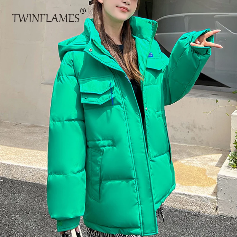 TWINFLAMES Down Cotton Jacket Women's Winter Thickened Korean Short Style Loose Hooded Cotton-padded Jacket Clothing Women Coat
TWINFLAMES Down Cotton Jacket Women's Winter Thickened Korean Short Style Loose Hooded Cotton-padded Jacket Clothing Women Coat