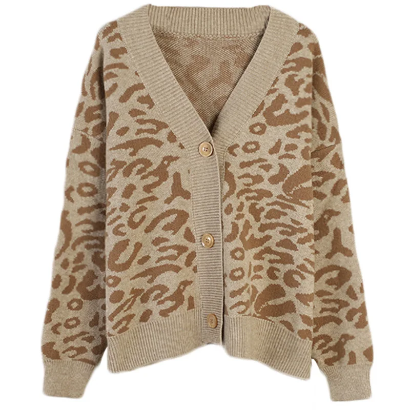 European and American Autumn and Winter New Women's Long Sleeve Leopard PrintVCollar Loose Knitted Cardigan Coat
European and American Autumn and Winter New Women's Long Sleeve Leopard PrintVCollar Loose Knitted Cardigan Coat