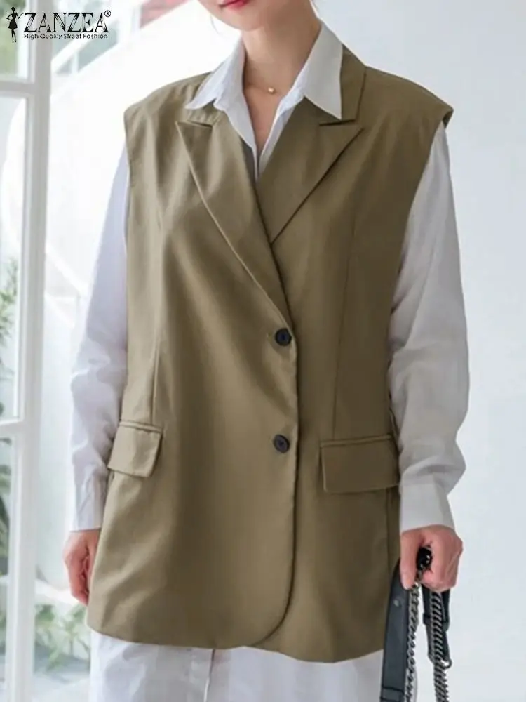 Жилет ZANZEA Женский свободного покроя, Модный повседневный однотонный жилет с воротником с лацканами, верхняя одежда без рукавов, лето-осень ...
Жилет ZANZEA Женский свободного покроя, Модный повседневный однотонный жилет с воротником с лацканами, верхняя одежда без рукавов, лето-осень ...