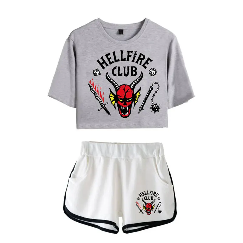 Fashion Stranger Things Hellfire Club T-shirt Women Crop Tops+Shorts High Quality Short Sleeve Girls Shorts Tops
Fashion Stranger Things Hellfire Club T-shirt Women Crop Tops+Shorts High Quality Short Sleeve Girls Shorts Tops
