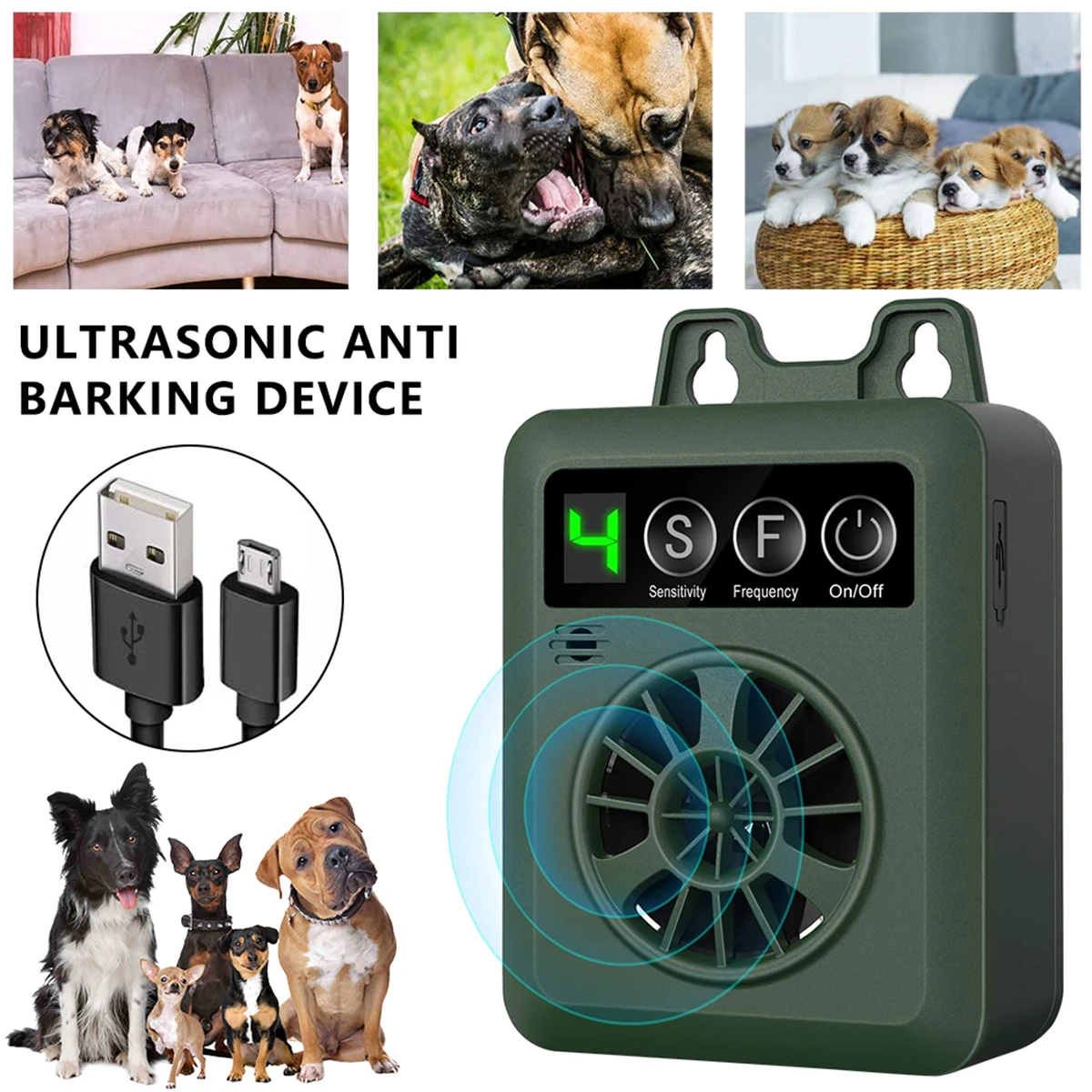 Anti Barking Device Ultrasonic Bark Stopper Reusable Portable Dog Barking Control Device with 3 Adjustable Frequency IP65
Anti Barking Device Ultrasonic Bark Stopper Reusable Portable Dog Barking Control Device with 3 Adjustable Frequency IP65