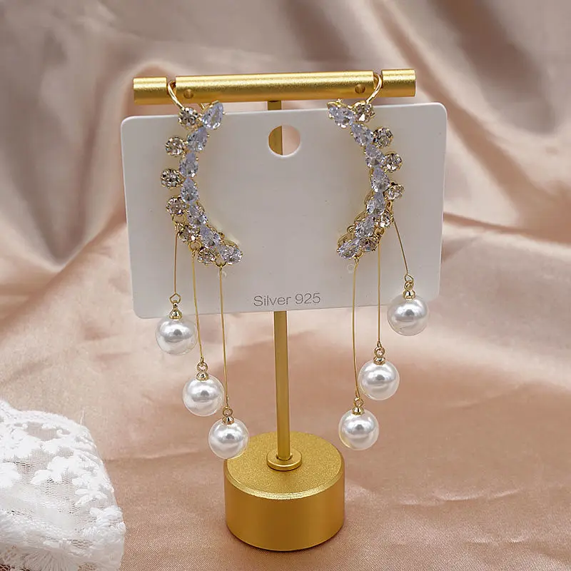 Ms S925 Silver Needle New Zircon Earrings Temperament Tassel Long Pearl Ear Clip Fashion Jewelry Set Auger Girl
Ms S925 Silver Needle New Zircon Earrings Temperament Tassel Long Pearl Ear Clip Fashion Jewelry Set Auger Girl