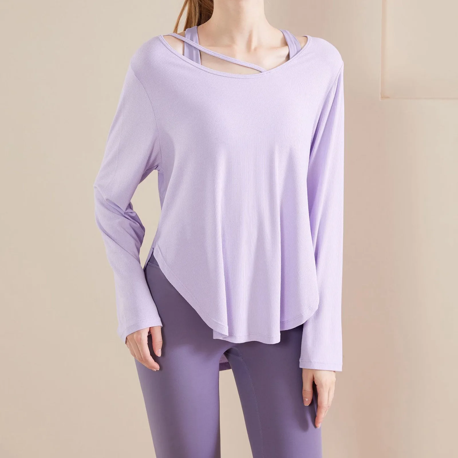 Women'S Casual Fitness Outfit Long Sleeve Irregular Suspenders Sports Loose Slimming Solid Color Yoga Wear For Autumn And Winter
Women'S Casual Fitness Outfit Long Sleeve Irregular Suspenders Sports Loose Slimming Solid Color Yoga Wear For Autumn And Winter