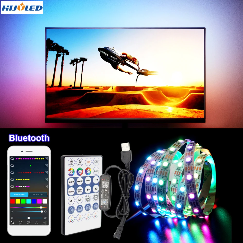 Ws2812b Bluetooth Usb Светодиодная лента 1/2/3/4/5 М Ws2812 умная лента светодиодсветильник лента для подсветки телевизора Rgb Tira Luces светодиодная полоса нео...
Ws2812b Bluetooth Usb Светодиодная лента 1/2/3/4/5 М Ws2812 умная лента светодиодсветильник лента для подсветки телевизора Rgb Tira Luces светодиодная полоса нео...