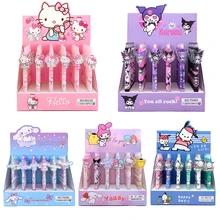 6Pcs/Set Sanrio Hello Kitty Kuromi Cinnamoroll 0.5mm Gel Pens Kawaii Black Pen School Student 0ffice Stationery Supplies Gift