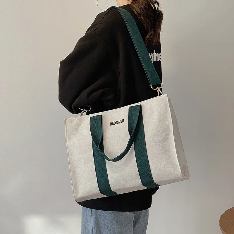 Women's Canvas Casual Tote Large Capacity Bag Female Designer Shoulder Fashion Shopping Travel Handbags for Mall Shop 
Women's Canvas Casual Tote Large Capacity Bag Female Designer Shoulder Fashion Shopping Travel Handbags for Mall Shop