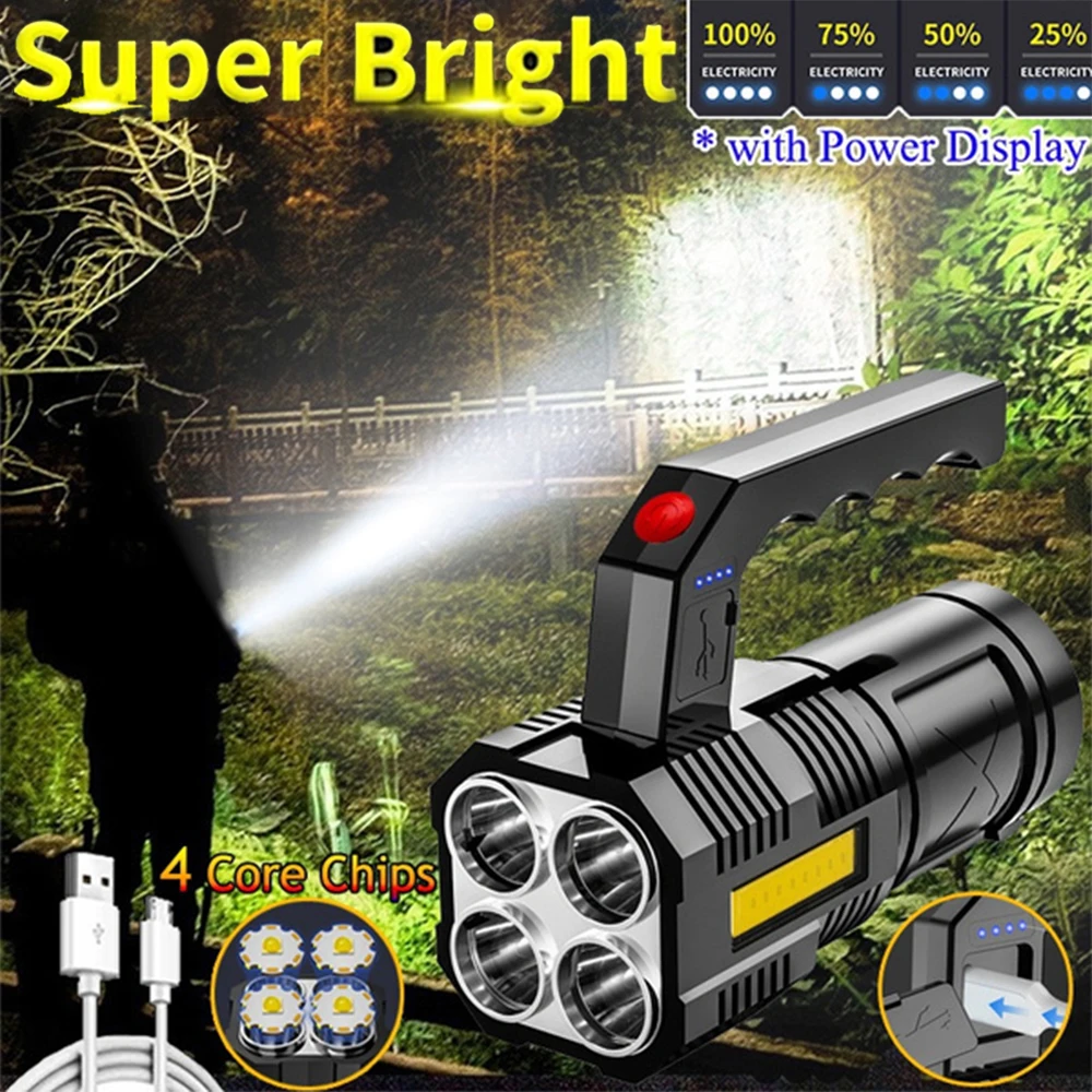 Rechargeable LED Flashlight Use XPE+COB Lamp Bead 4-core Super Bright Powerful Flashlights for Outdoor Adventure Camping Lantern
Rechargeable LED Flashlight Use XPE+COB Lamp Bead 4-core Super Bright Powerful Flashlights for Outdoor Adventure Camping Lantern