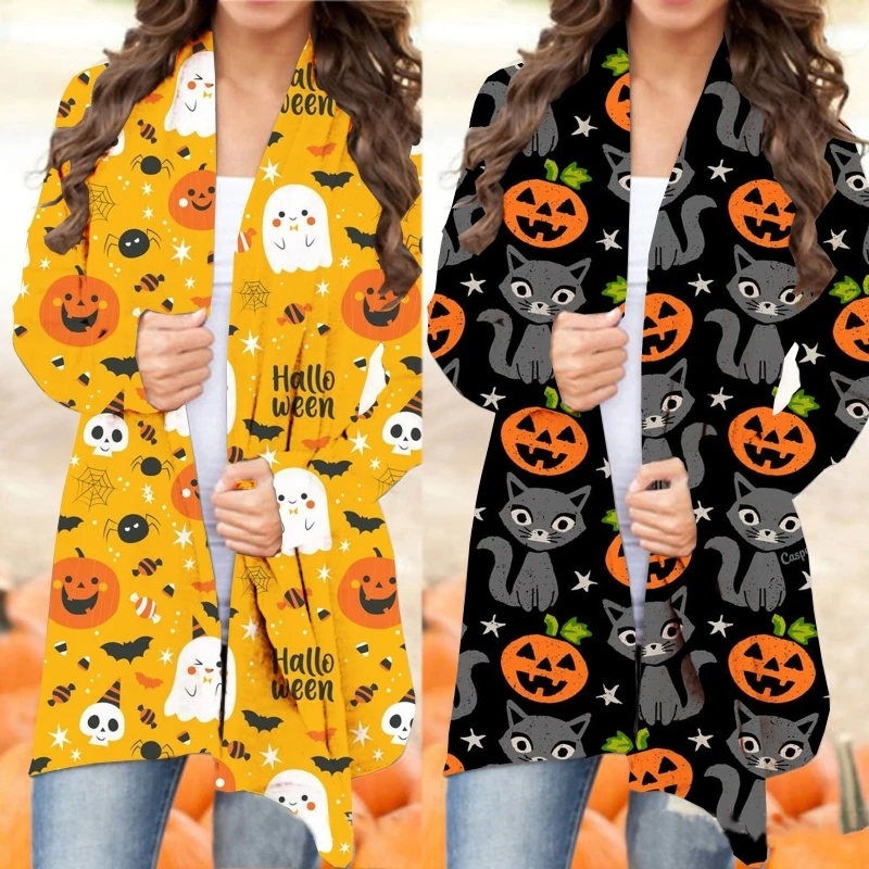 Женские кардиганы на Хэллоуин с тыквой, верхняя одежда с длинными рукавами и открытой передней частью, пальто, легкие вязаные свитера, топы ...
Женские кардиганы на Хэллоуин с тыквой, верхняя одежда с длинными рукавами и открытой передней частью, пальто, легкие вязаные свитера, топы ...