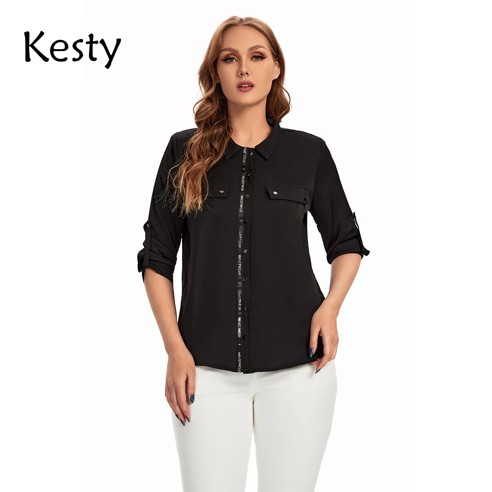 KESTY Women's Plus Size Shirts Spring Polyester Shirts 3/4 Sleeve Shirts Button Lapel Loose Casual Shirts
KESTY Women's Plus Size Shirts Spring Polyester Shirts 3/4 Sleeve Shirts Button Lapel Loose Casual Shirts
