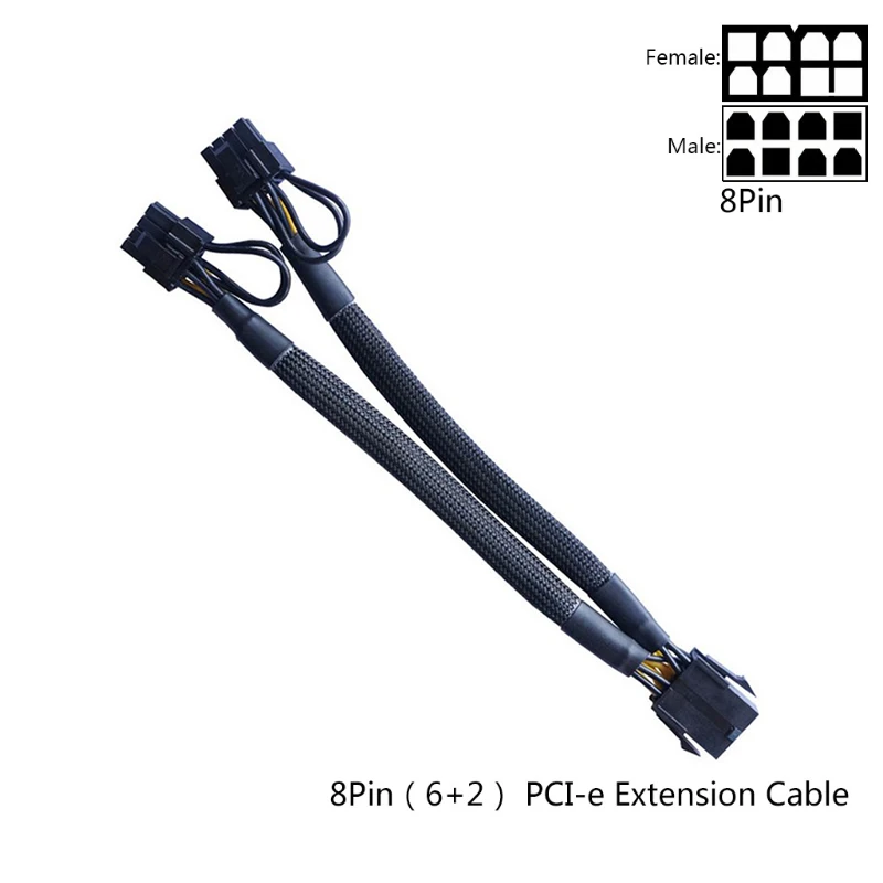 

1 шт., 8-контактный разъем PCI Express на Dual PCIE 8 (6 + 2), кабель питания 20 см, видеокарта для материнской платы, PCI-E GPU, кабель питания, разветвитель