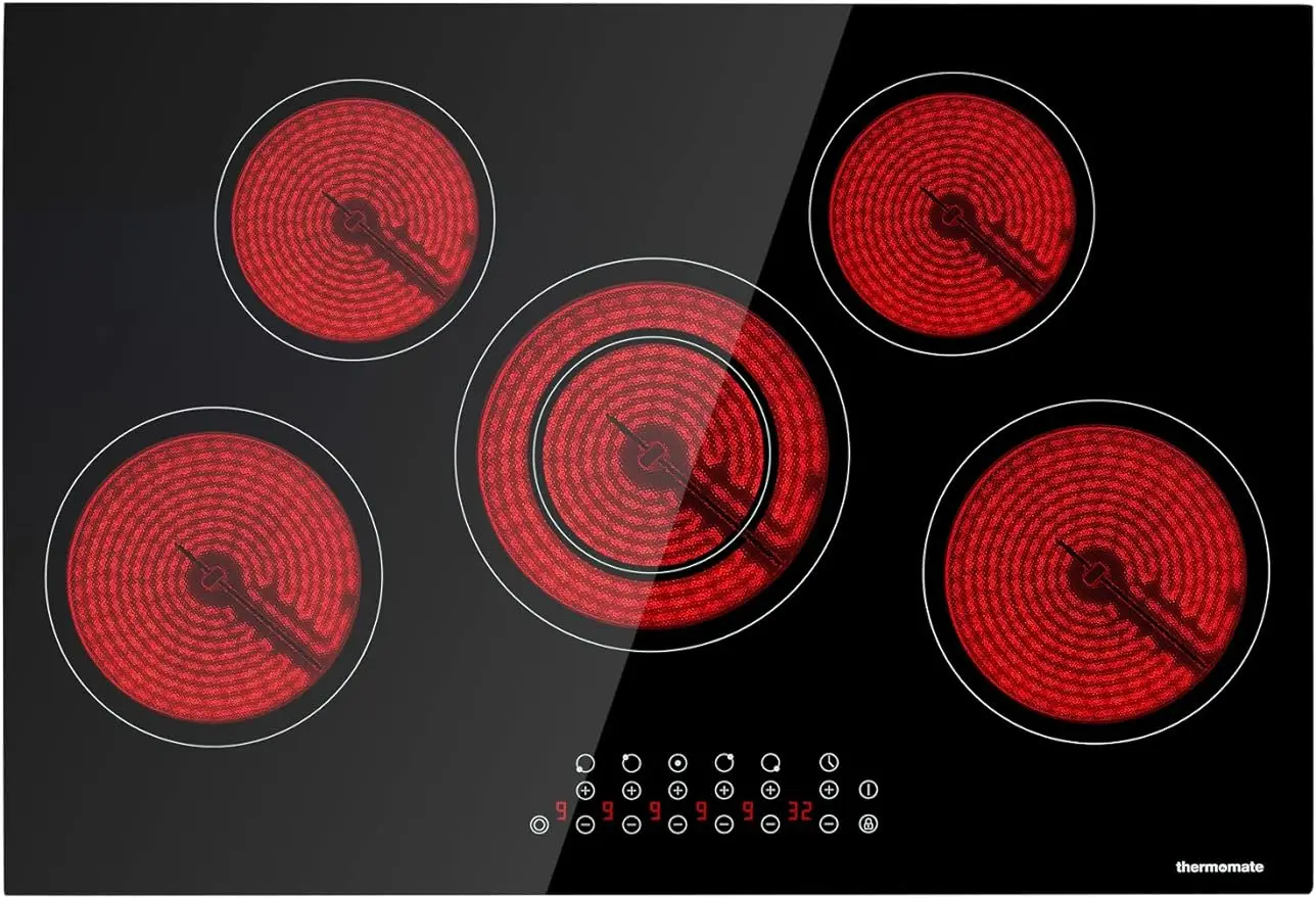 

Электрическая варочная панель, 30 дюймов встроенная радиальная электрическая плита thermomate, 240 В Керамическая электрическая плита с 5 горелками