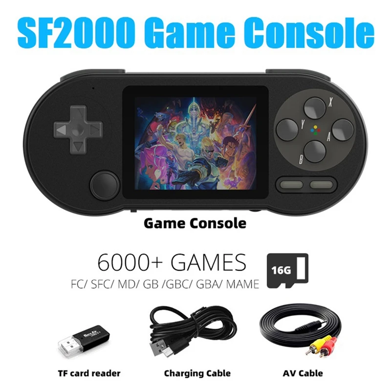 SF2000 Handheld Mini 3 Inch Game Console Built-in 6000 Games Classic Video Game Consoles Support AV Output
SF2000 Handheld Mini 3 Inch Game Console Built-in 6000 Games Classic Video Game Consoles Support AV Output