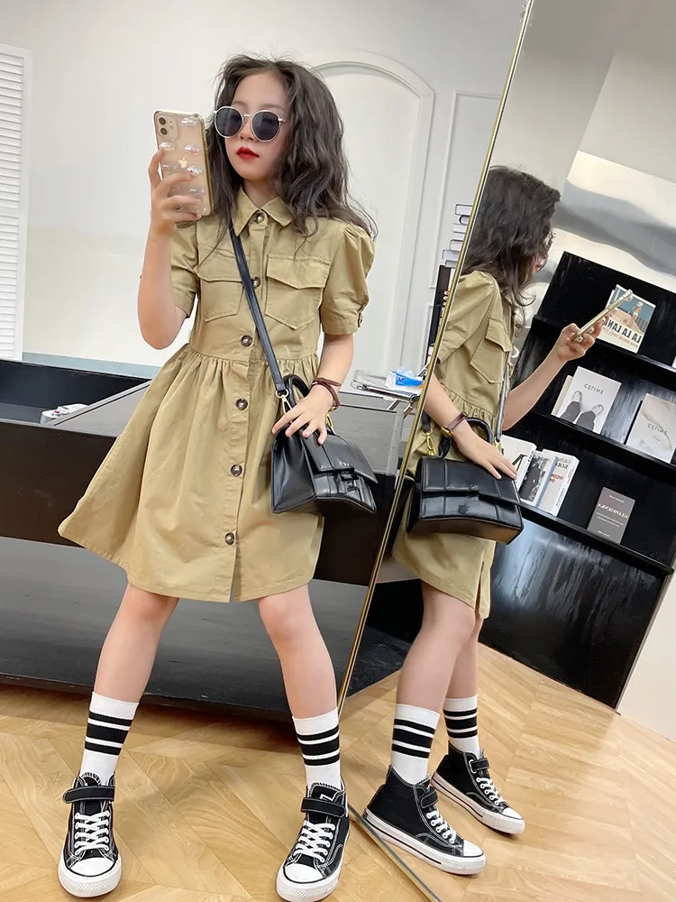 Baby Girl Dress Fashion Vintage Solid High Waist Dress Summer New Korean Style Simple Single Breasted Dress Children Dress Z689
Baby Girl Dress Fashion Vintage Solid High Waist Dress Summer New Korean Style Simple Single Breasted Dress Children Dress Z689
