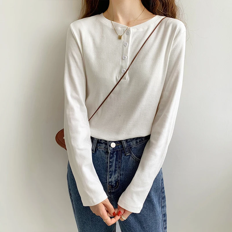 Women's Cotton Chic Solid Color Long Sleeve T Shirt Spring Autumn Casual Streetwear T-shirt Lady Basic Tee Top
Women's Cotton Chic Solid Color Long Sleeve T Shirt Spring Autumn Casual Streetwear T-shirt Lady Basic Tee Top