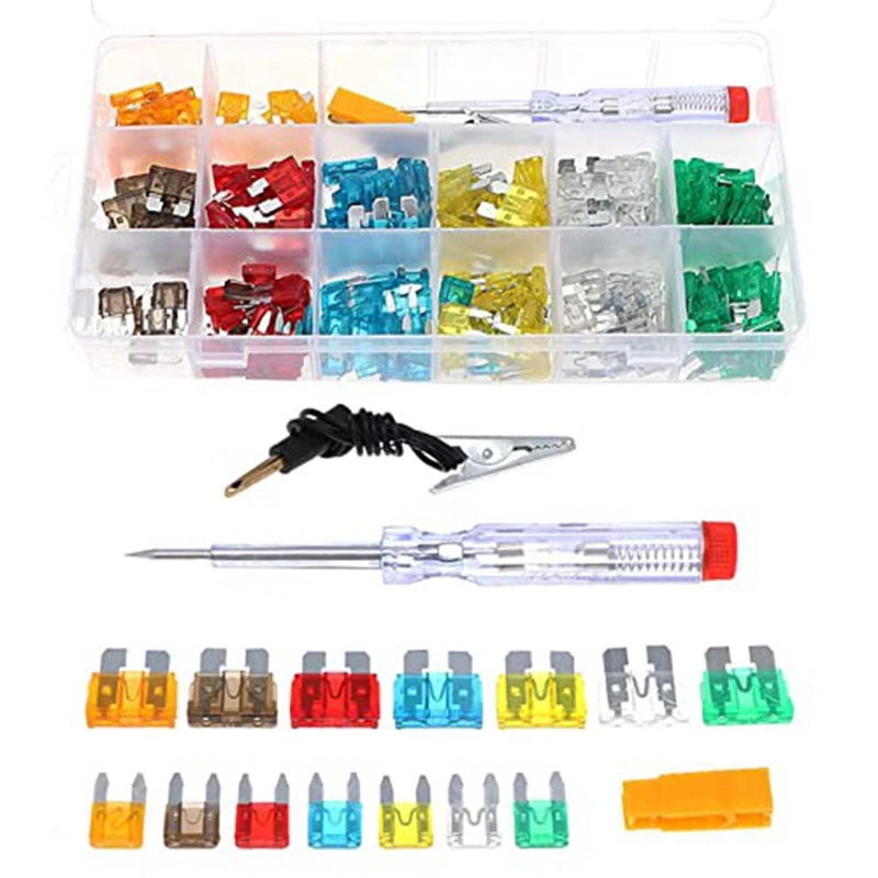 

Fuse Assortment Kit 220Pcs Assorted Replacement Blade Fuses and Circuit Tester for Car Boat Truck SUV Auto Automotive