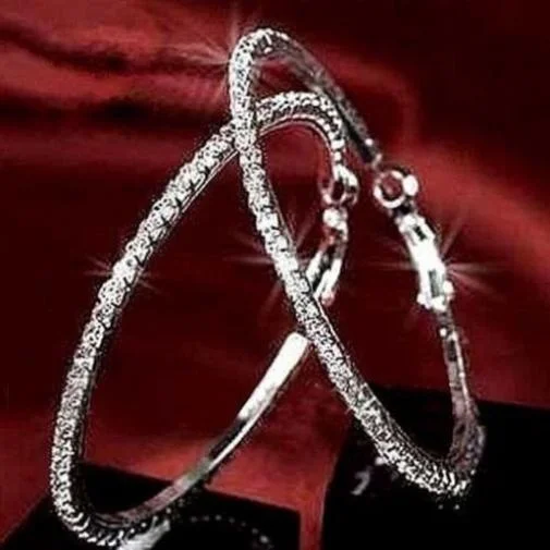 Dainty Silver Round Cubic Zircon Big Hoop Earring for Women Cubic Zirconia Trendy Female Engagement Wedding Party Accessories
Dainty Silver Round Cubic Zircon Big Hoop Earring for Women Cubic Zirconia Trendy Female Engagement Wedding Party Accessories