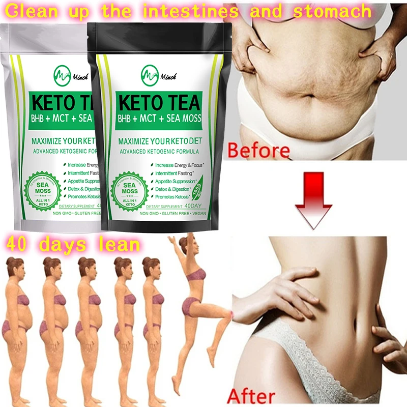 40Days Keto Morning and Evening Tea Bag Lose Weight Detox Slim Fat Burner Health Loss Man Women Belly Slimming Products |