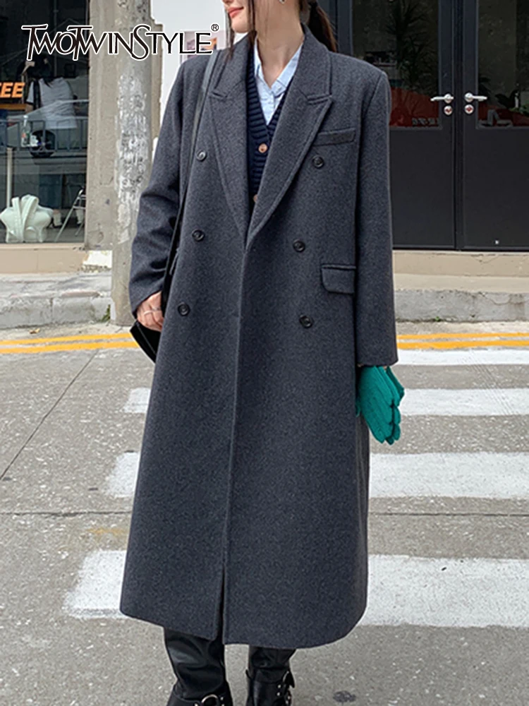TWOTWINSTYLE Solid Casual Patchwork Pockets Coats For Women Notched Collar Long Sleeve High Waist Spliced Button Coat Female New
TWOTWINSTYLE Solid Casual Patchwork Pockets Coats For Women Notched Collar Long Sleeve High Waist Spliced Button Coat Female New