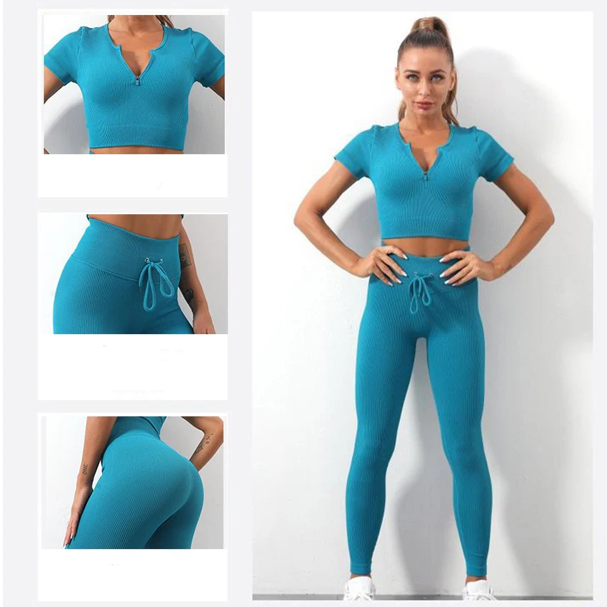 Ribbed Gym Set Women Tracksuit 2PC Crop Top Bra High Waist Leggings Two Piece Suit Female Gym Fitness Sportswear Workout Clothes
Ribbed Gym Set Women Tracksuit 2PC Crop Top Bra High Waist Leggings Two Piece Suit Female Gym Fitness Sportswear Workout Clothes