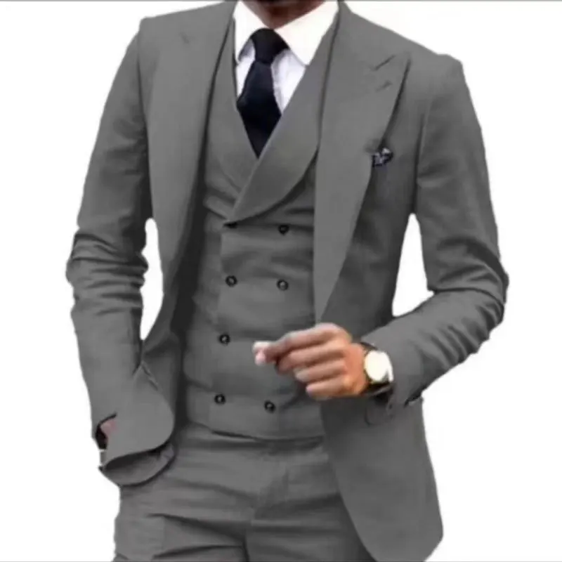 Luxury 3 piece men's wedding suit fashion groomsman slim solid color business office suit sets large size men Blazer pants vest
Luxury 3 piece men's wedding suit fashion groomsman slim solid color business office suit sets large size men Blazer pants vest