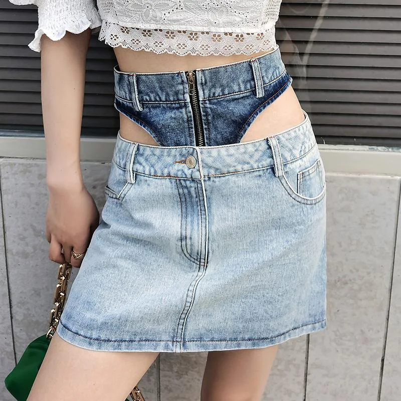 Personalized hollowed out high waisted fake two-piece skirt for women's casual patchwork short skirt, solid A-line skirt
Personalized hollowed out high waisted fake two-piece skirt for women's casual patchwork short skirt, solid A-line skirt