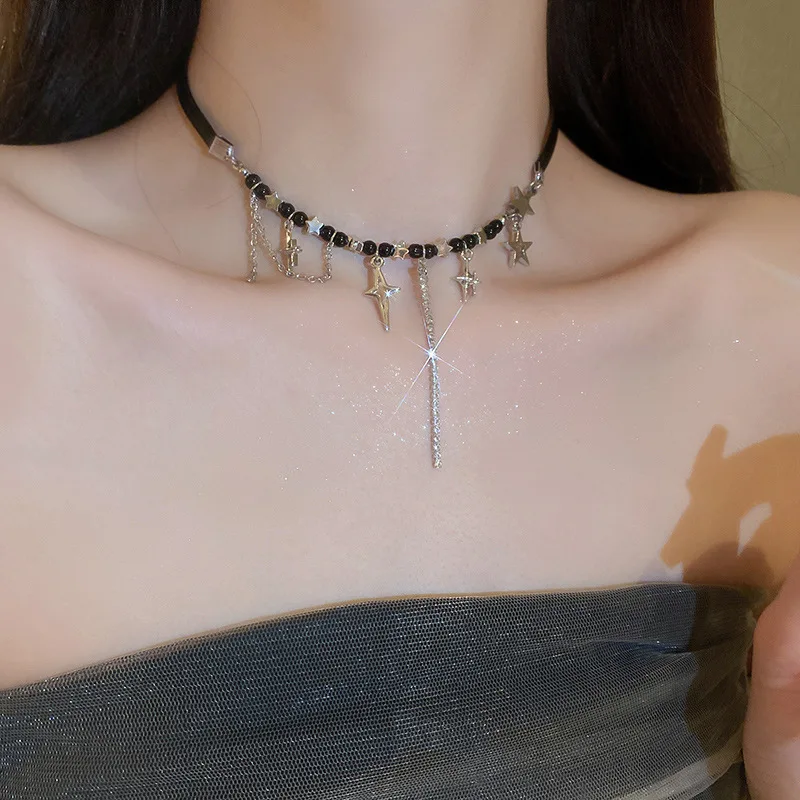 Y2K Fashion Sweet Black Leather Stars Tassel Choker Necklace for Women Girls Sexy Chic Daily Party Necklaces Kpop Trendy Jewelry
Y2K Fashion Sweet Black Leather Stars Tassel Choker Necklace for Women Girls Sexy Chic Daily Party Necklaces Kpop Trendy Jewelry