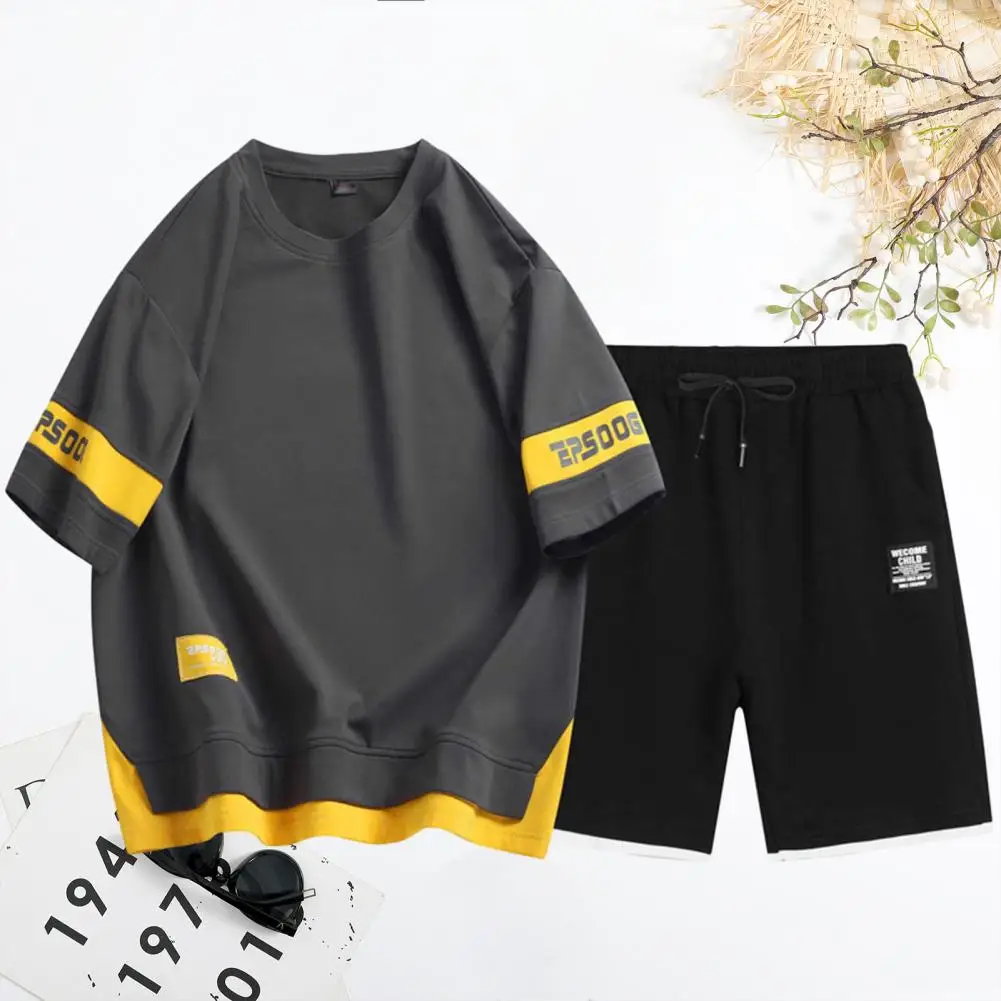 Stylish Men Activewear Knee Length T-shirt Shorts Set O-Neck Patchwork Color T-shirt Wide Leg Shorts Set Moisture Wicking
Stylish Men Activewear Knee Length T-shirt Shorts Set O-Neck Patchwork Color T-shirt Wide Leg Shorts Set Moisture Wicking