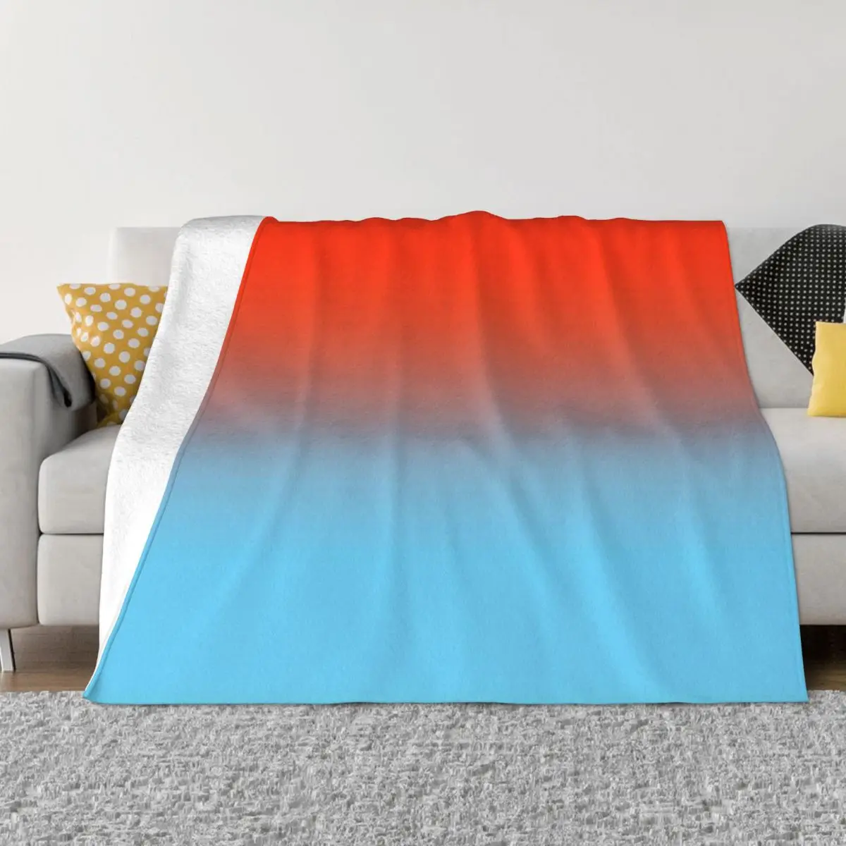 

Gradient Color Colorful Modern Tones Ombre Orange Red And Sky Blue Blanket Flannel Cozy Soft FLeece Bedspread