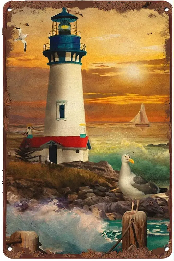 Metal Tin Sign Sunset Lighthouse Funny Tin Sign Summer Wall Decor Farmhouse Decor for Home Cafes Office Store Pubs Club Sign
Metal Tin Sign Sunset Lighthouse Funny Tin Sign Summer Wall Decor Farmhouse Decor for Home Cafes Office Store Pubs Club Sign