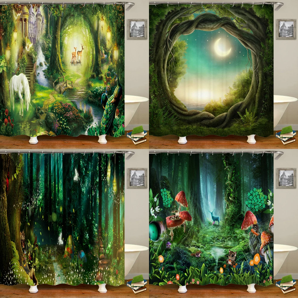3D Fantasy Forest Landscape printed shower curtain waterproof polyester bath curtain bathroom decoration with hooks curtain
3D Fantasy Forest Landscape printed shower curtain waterproof polyester bath curtain bathroom decoration with hooks curtain