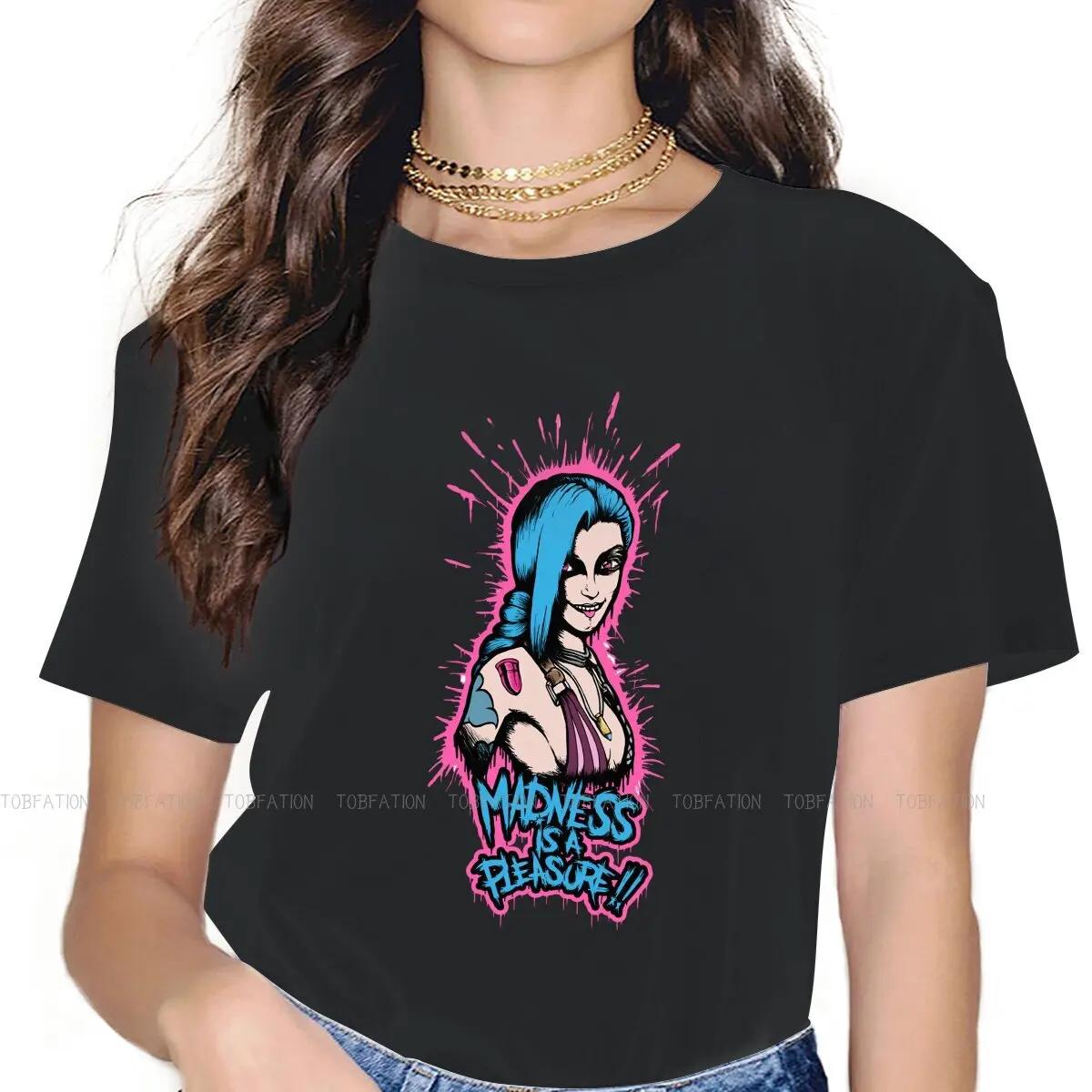 Jinx Madness Women Tshirts Arcane League of Legends Animated Aesthetic Vintage Female Clothing Big size Cotton Graphic Tops
Jinx Madness Women Tshirts Arcane League of Legends Animated Aesthetic Vintage Female Clothing Big size Cotton Graphic Tops