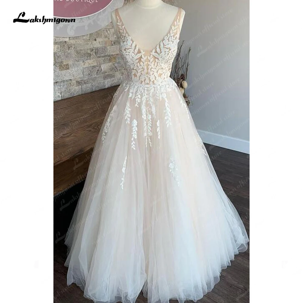 

Lakshmigown богемное свадебное платье с V-образным вырезом и открытой спиной в стиле бохо для женщин 2024 свадебное платье без рукавов для невесты robe de mariee