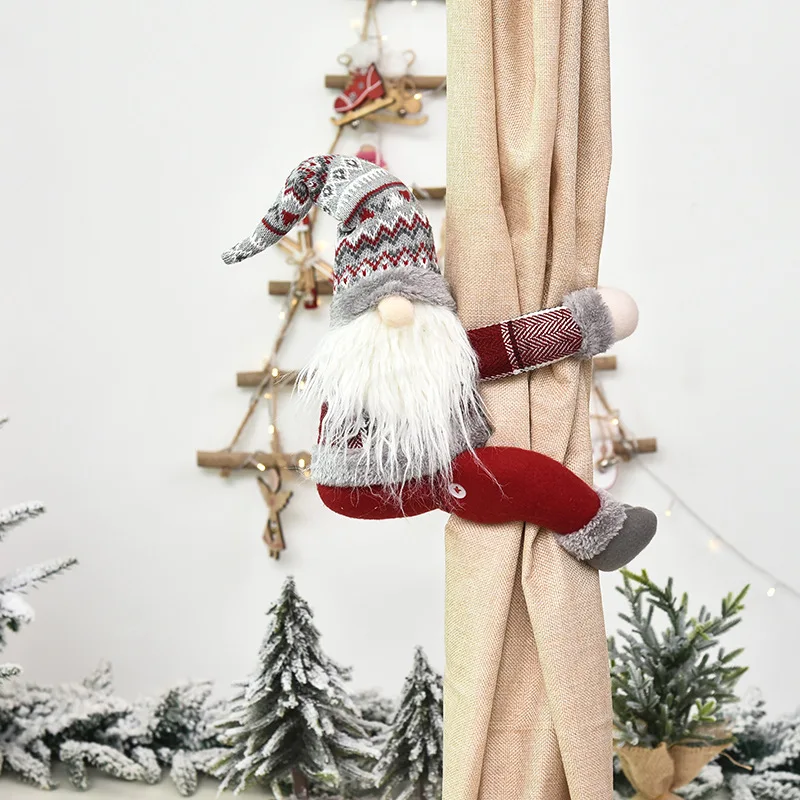 

Christmas Curtain Buckles Accessories Decoration Home Cartoon Forest Man Dolls Curtains Tie Rings Window Decoration Accessories