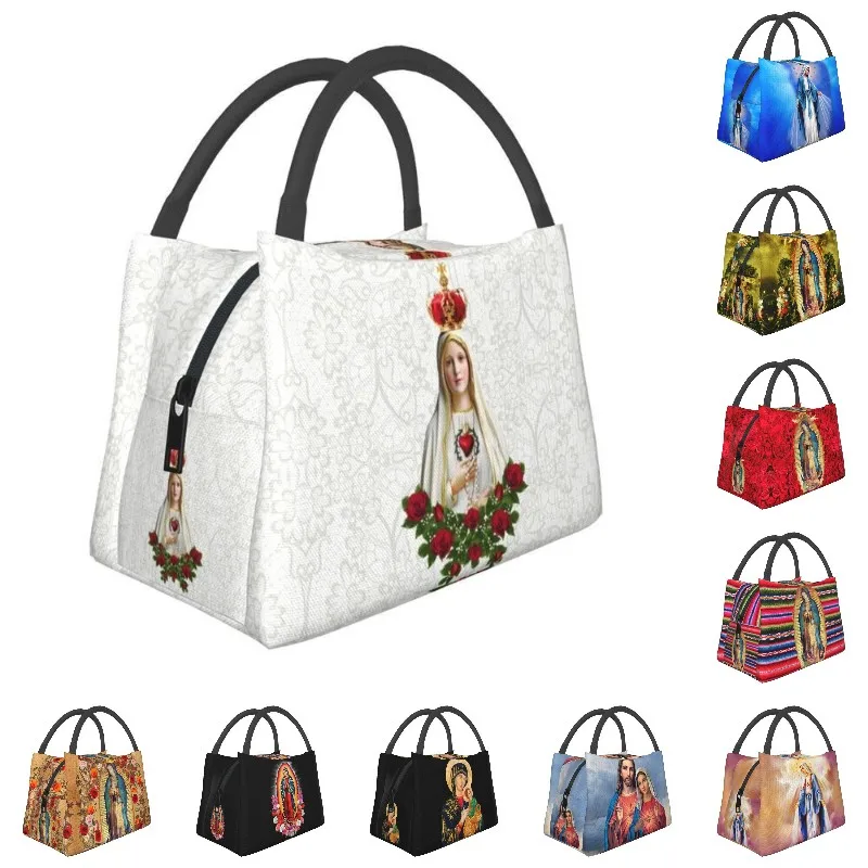 

Our Lady Of Fatima Virgin Mary Insulated Lunch Bag for Portugal Rosary Catholic Thermal Cooler Lunch Box Office Picnic Travel