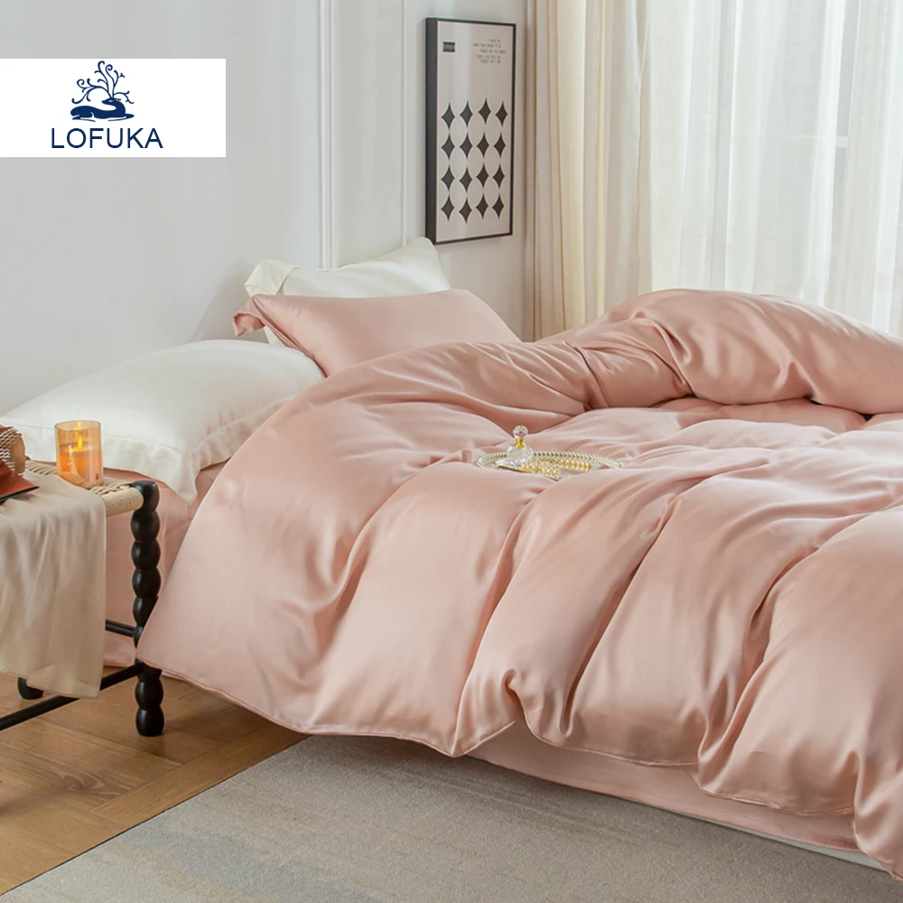 

Lofuka, женский розовый комплект постельного белья из 100% шелка, двуспальный, Королевский, пододеяльник, простыня, Комплект постельного белья, наволочки для глубокого сна, 4 шт.