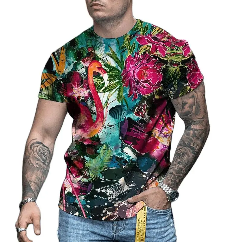 Summer Men's Hip-hop 3D Printed Flower And Bird T-shirt, Fashionable Beach Wear Seashore Round Neck Casual Short Sleeve.
Summer Men's Hip-hop 3D Printed Flower And Bird T-shirt, Fashionable Beach Wear Seashore Round Neck Casual Short Sleeve.
