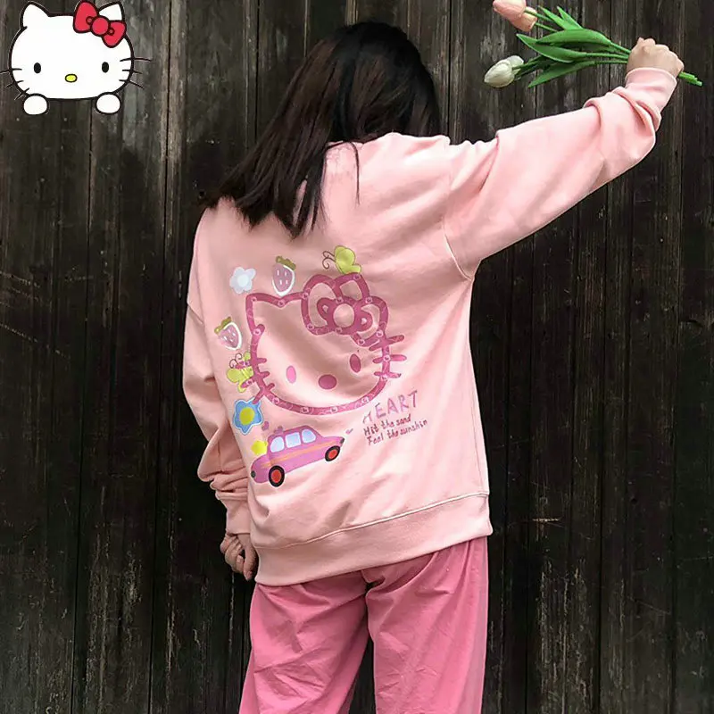 Женский свитер с длинным рукавом Sanrio, розовое мягкое пальто с мультяшным принтом Hello Kitty сестры, свободная повседневная одежда для студентов...
Женский свитер с длинным рукавом Sanrio, розовое мягкое пальто с мультяшным принтом Hello Kitty сестры, свободная повседневная одежда для студентов...
