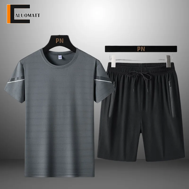 Summer Tracksuit Men Casual Ice Silk Casual Fashion Sports Quick Dry Breathable Short Sleeve Shorts Set Sweatpants Mens Clothes
Summer Tracksuit Men Casual Ice Silk Casual Fashion Sports Quick Dry Breathable Short Sleeve Shorts Set Sweatpants Mens Clothes