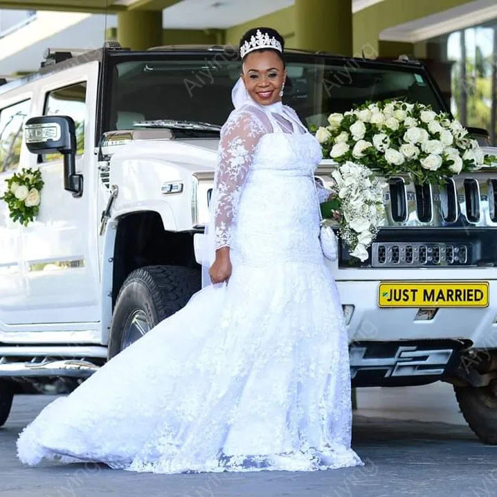 Classic High Neckline Illsion Long Sleeves Mermaid Wedding Dresses robe de marieeSweep Train Lace Appliques Bridal Gowns
Classic High Neckline Illsion Long Sleeves Mermaid Wedding Dresses robe de marieeSweep Train Lace Appliques Bridal Gowns