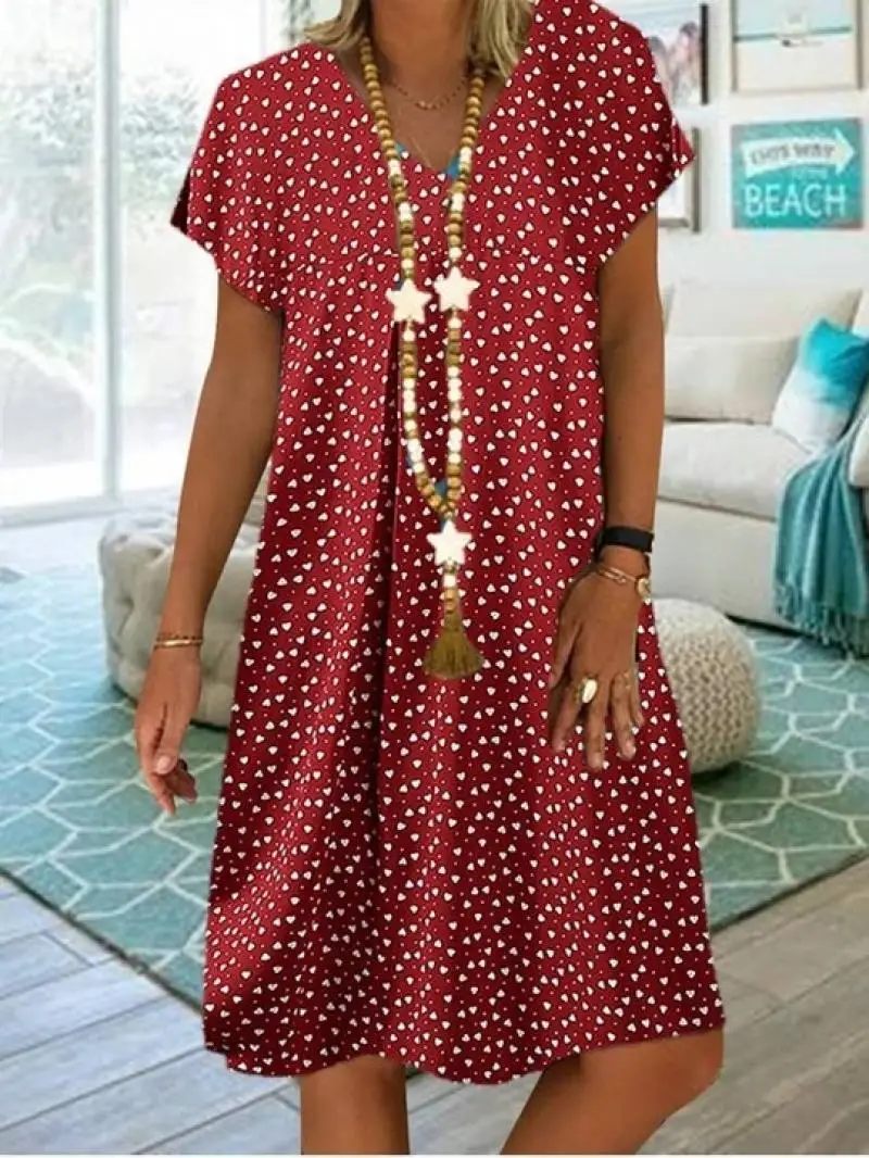 2022 Women V-Neck Dress Summer Printing Casual Weaving Knee-Length Pullover Leisure Fashion Dots Short Sleeves Ladies Dress
2022 Women V-Neck Dress Summer Printing Casual Weaving Knee-Length Pullover Leisure Fashion Dots Short Sleeves Ladies Dress