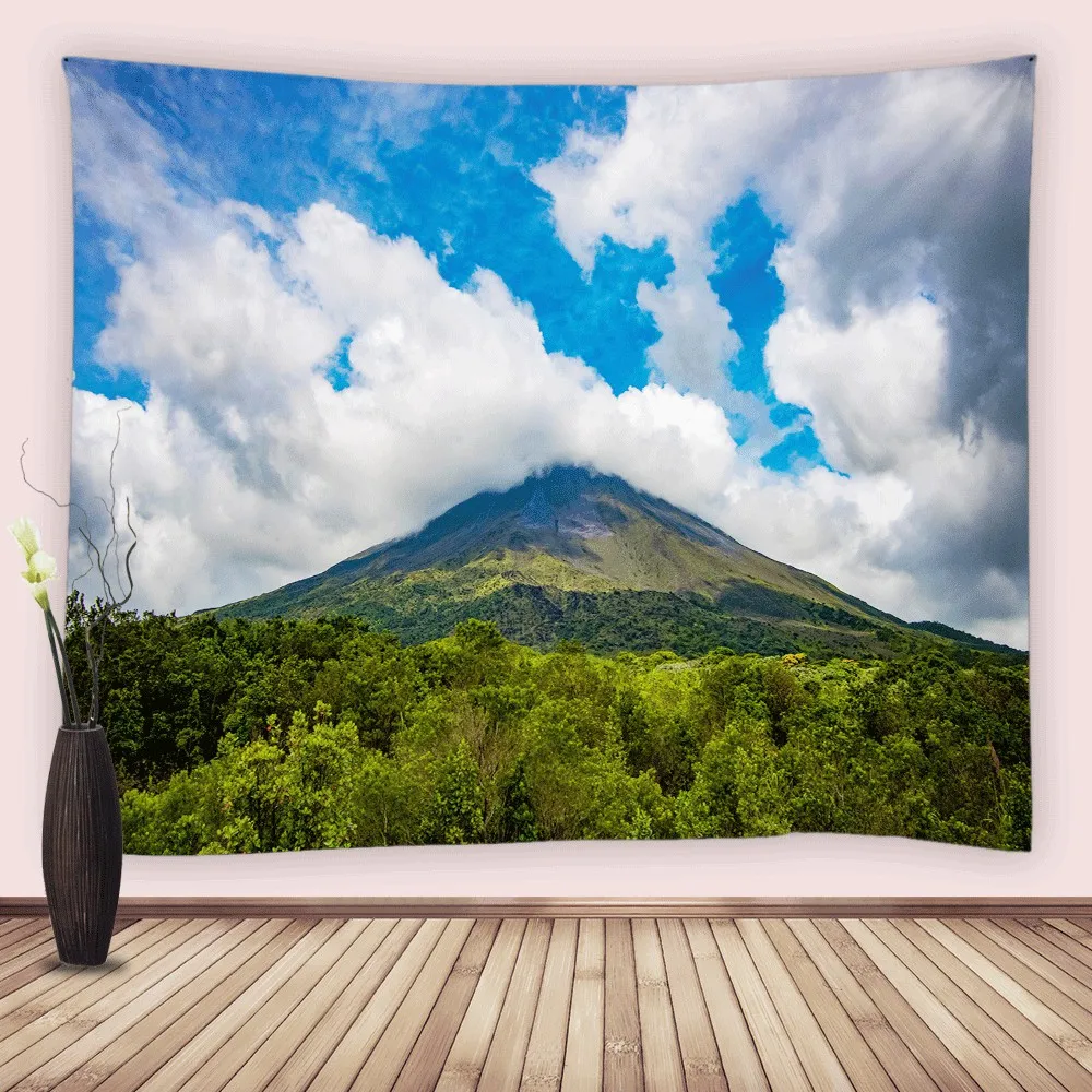

Nature Mountain Forest Tapestry Scenic Green Pine Tree Landscape Wall Hanging Fabric Tapestries for Home Office Dorm Living Room